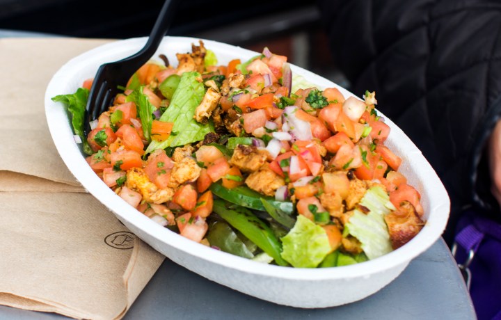 Chicken burrito bowl, from Chipotle Mexican Grill on Marshall St.